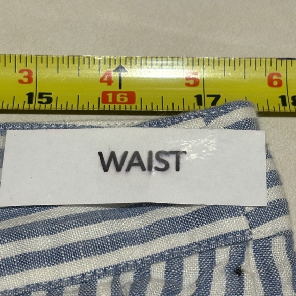 Tahari Womens Wide Leg 100% Linen Pants Sz 14 Blue White Stripe Beach Breathable - Picture 8 of 9